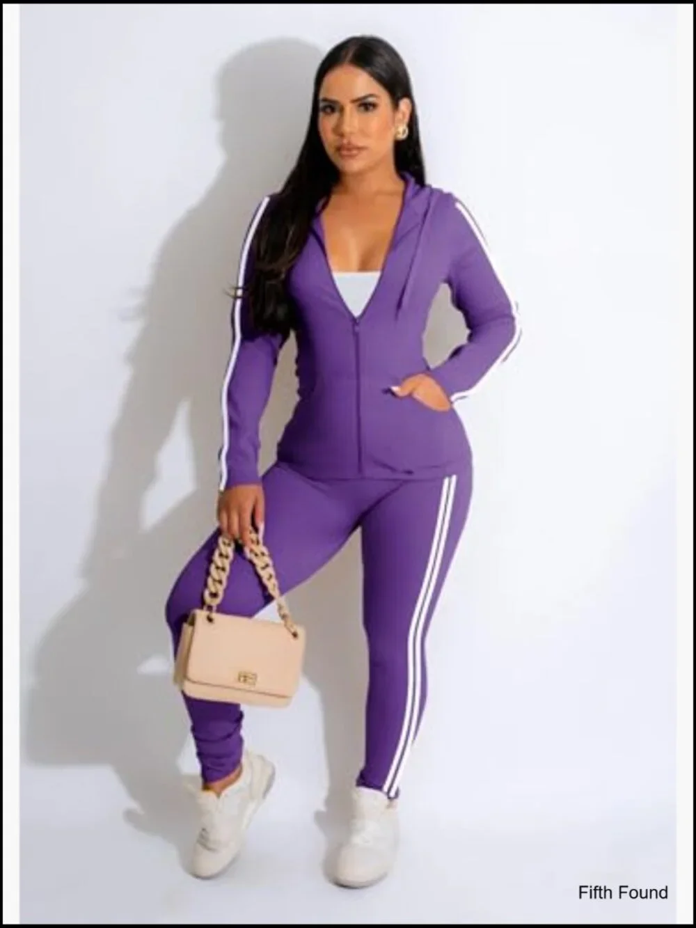 2 Piece Tracksuit Bodycon Matching Set Long Sleeve Hoodie Jogging Suit